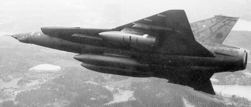 Danish RF-35 Draken with Red Baron pod