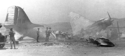 204 Sqn Dakota KP275 after the 2nd attack - Ramat David - photo by Roy Bowie